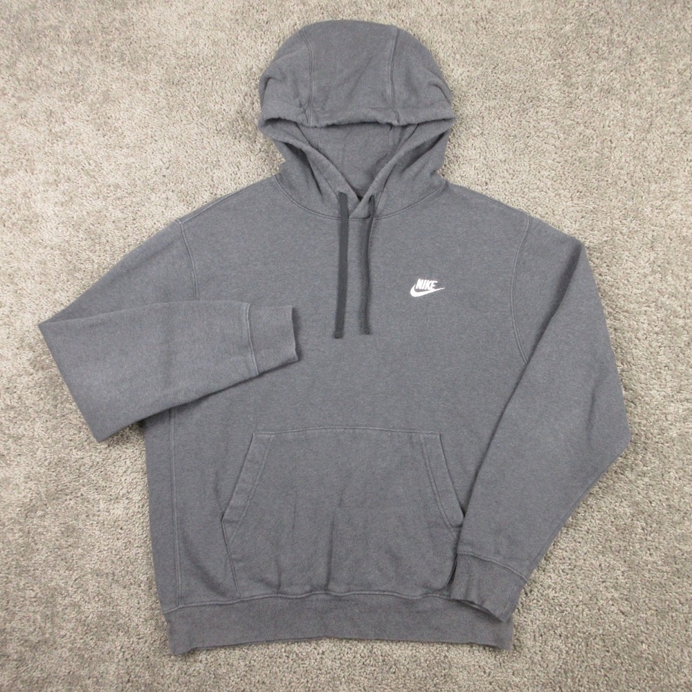 Nike Sweater Mens Medium Gray Sportswear Club Fleece‎ Pullover Hoodie Sweatshirt